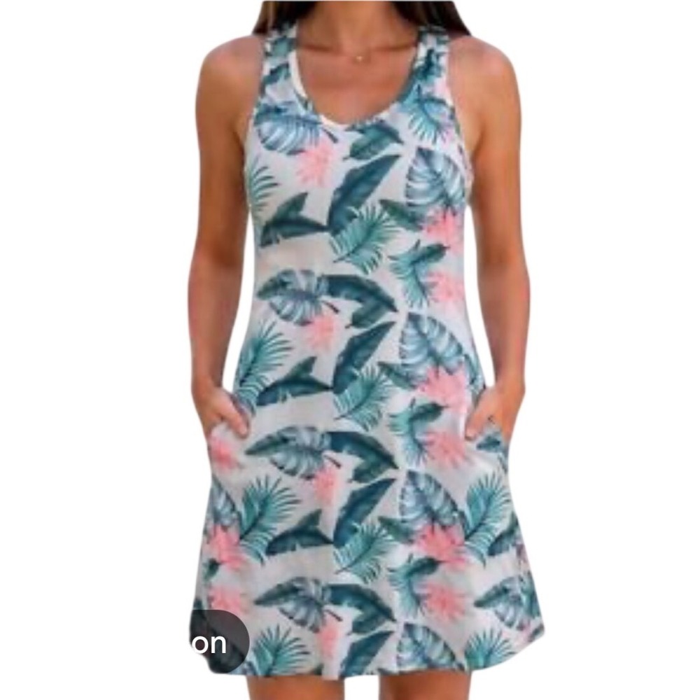 Kyodan Outdoor Tropical Palm Active Dress Size XS Built In‎ Shelf Bra Athleisure